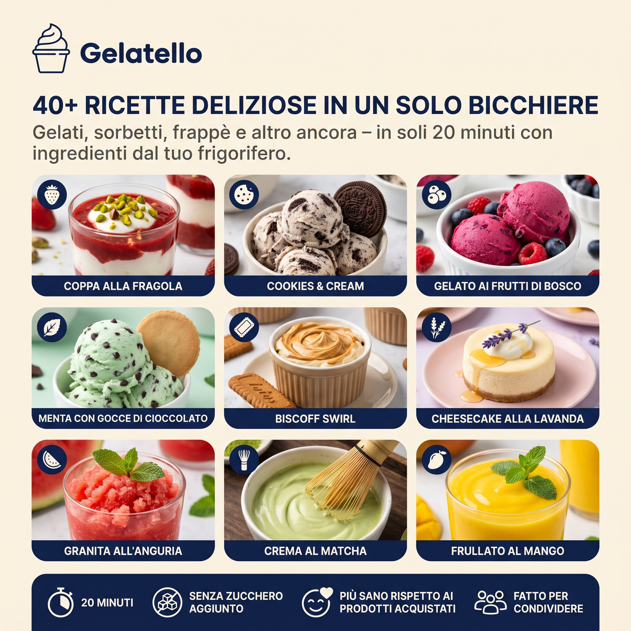 Oltre 40 ricette Gelatello: gelati, sorbetti, granite, frullati